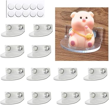 Clear Figure Display Holder L Shaped for Standing, Acrylic Mini Figurine Stand for Blind Box Figure Standing Display Support Pin Collector Show Wall Collection DIY Clock 12Pcs