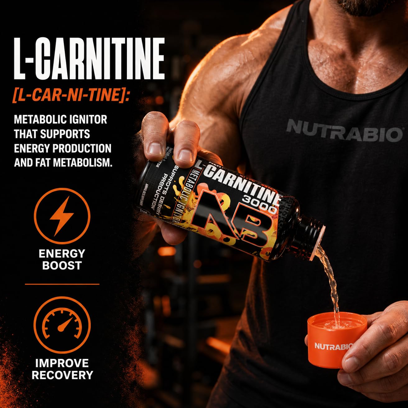 NutraBio – L-Carnitine Liquid Shots – 3000mg, (Peach Rings) – 10mg of Vitamin B-5 – Zero Carbs & Sugars – Energy Production – Muscle Recovery — Amazon image 4