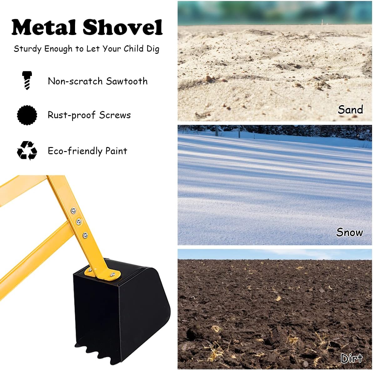 HONEY JOY Ride on Sand Digger, Metal Sit on Crane Sandbox Digger Toy with Seat & Handle, Toddlers Excavator Ride on Toy for Backyard, 4 Wheeler Kids Big Digger Backhoe for Boys Girls