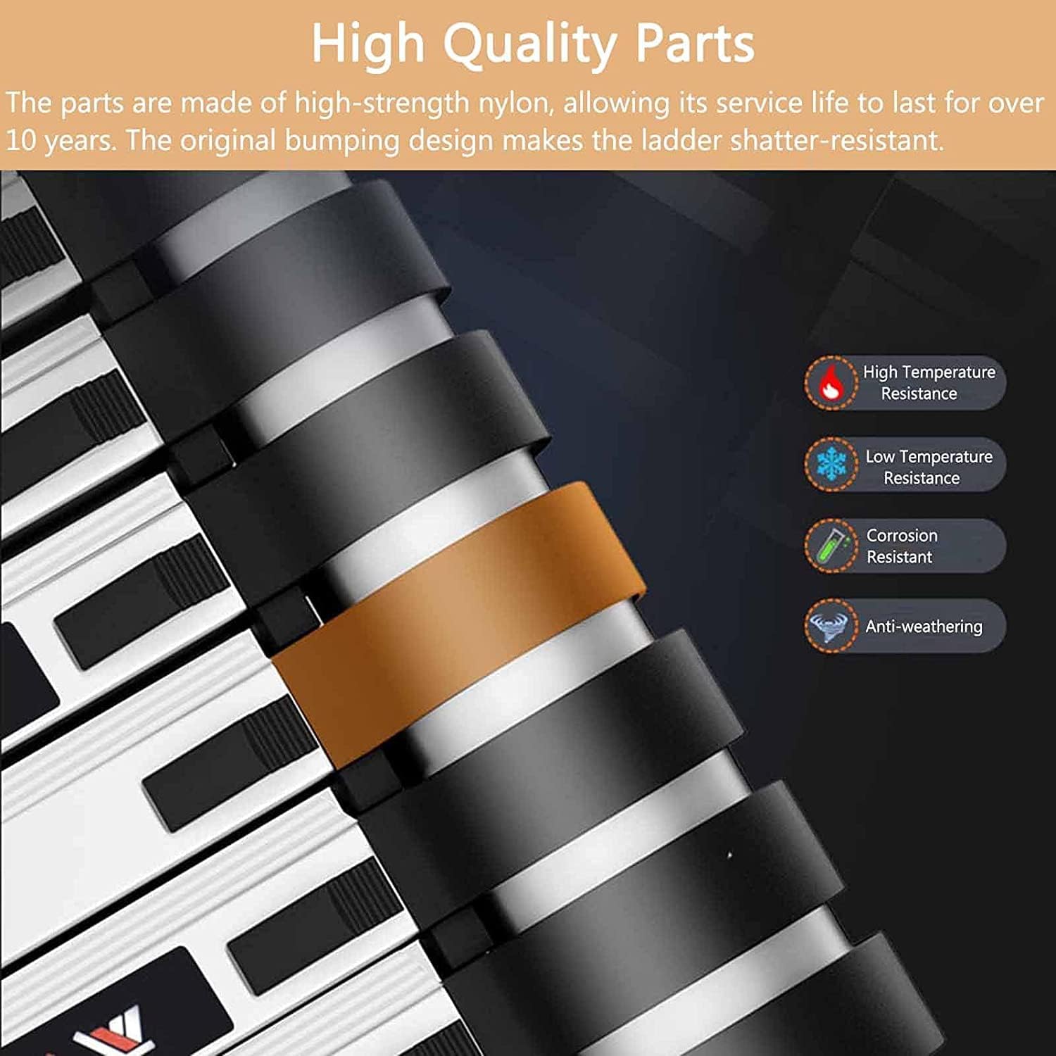 OKUOKA Home Roof Top Tent Telescoping Ladder 15.5 Feet/ 16.5 Feet/ 20ft/ 24ft, Heavy Duty Telescopic Extension Ladders with Stabilizer Bar & 300 Lbs (Size : 6.6m/21.6 ft)