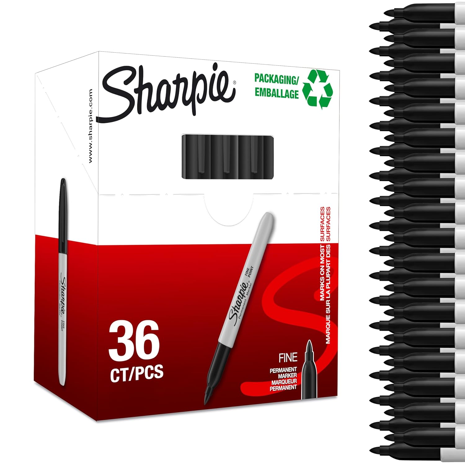 Sharpie Permanent Markers | Fine Point for Bold Details | Black Ink | 36 Marker Pens