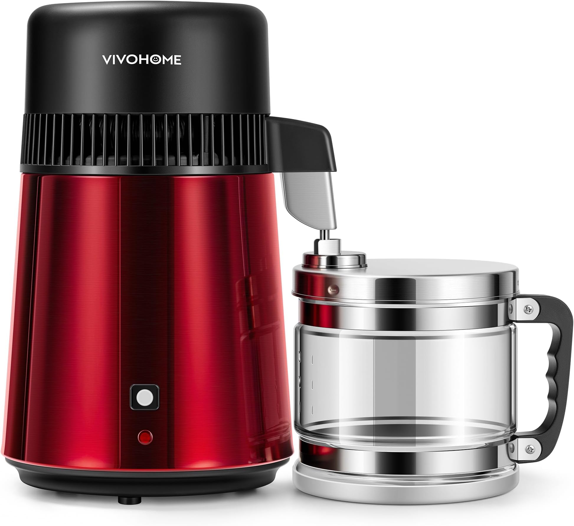 VIVOHOME 4L Brushed 304 Stainless Steel Water Distiller-Red