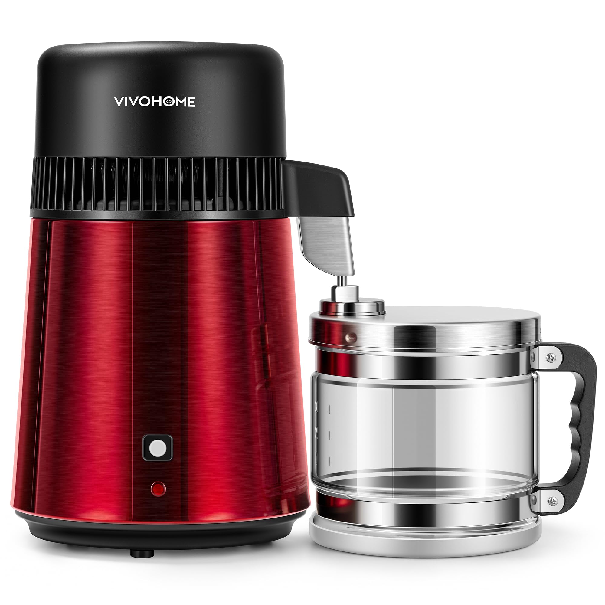 VIVOHOME Water Distiller 304 Stainless Steel 4L BPA Free Countertop Distilling Machine with Glass Container and Smart Switch for Pure Water at Home or Office