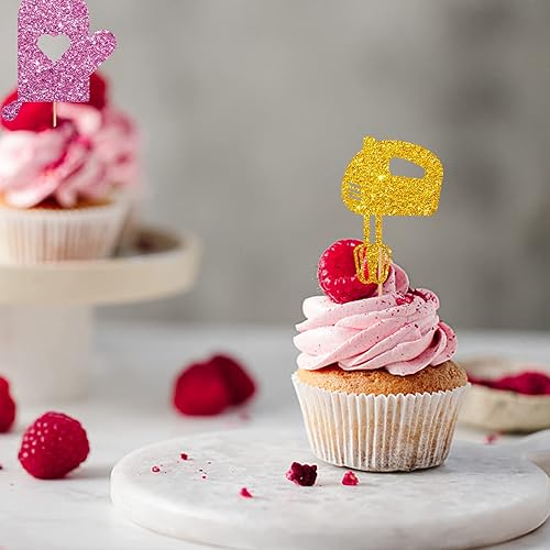 Miniatura 6 de Decoración para cupcakes temáticos para hornear pasteles, con purpurina negra y dorada, para baby shower, decoración de pasteles para cocinero