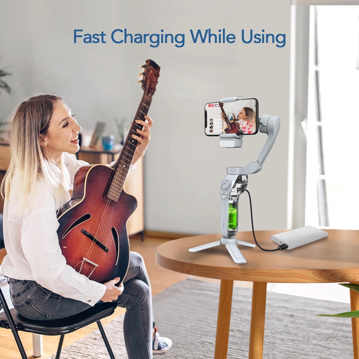 L7C Pro Plus Portable Gimbal Stabilizer | Face Tracking & Adjustable Fill Light | Automatic Handheld Phone Stabilizer for Smooth, Professional Videos