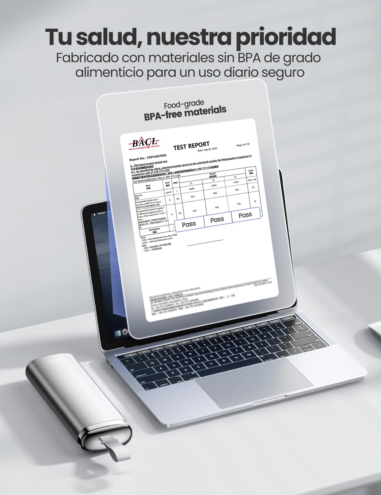 VAYDEER Pastillero Semanal 7 Días AM PM de Metal con Compartimento Desecante, Organizador de Pastillas Hermético para Viaje con Asa(Gris)