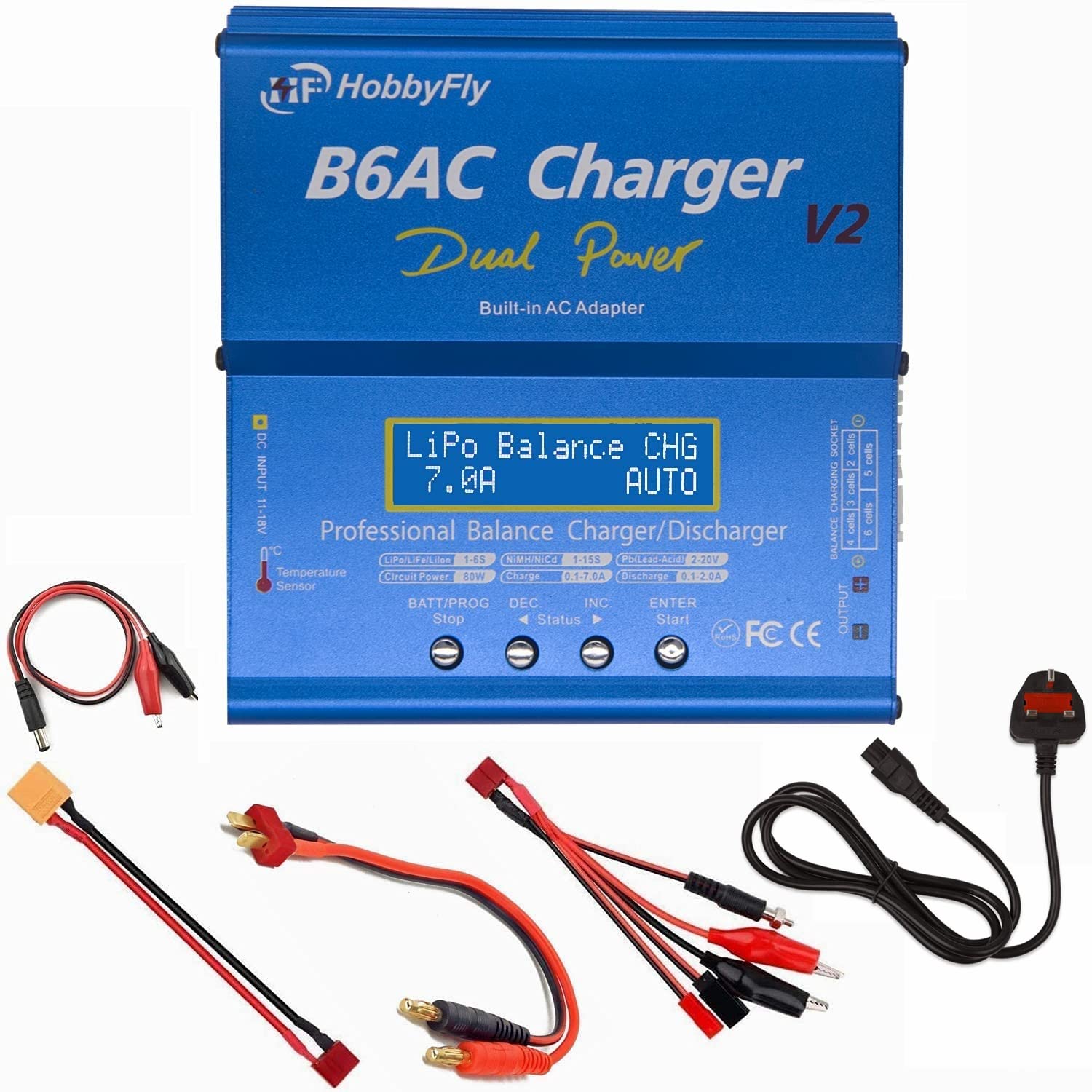 Upgrated 7A B6AC V2 Lipo Battery Balance Charger Discharger with Power Supply for LiPo/Li-ion/Life/LiHv Battery (1-6S) NiMH/NiCd (1-15S) PB (2-24V) Smart Battery