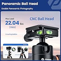 Vista 3 de Fotopro Trípode Monópodo de Cámara 360 Horizontal de 68 pulgadas con Columna Central y Cabeza de Bola, Soporte de Trípode de Cámara Aérea