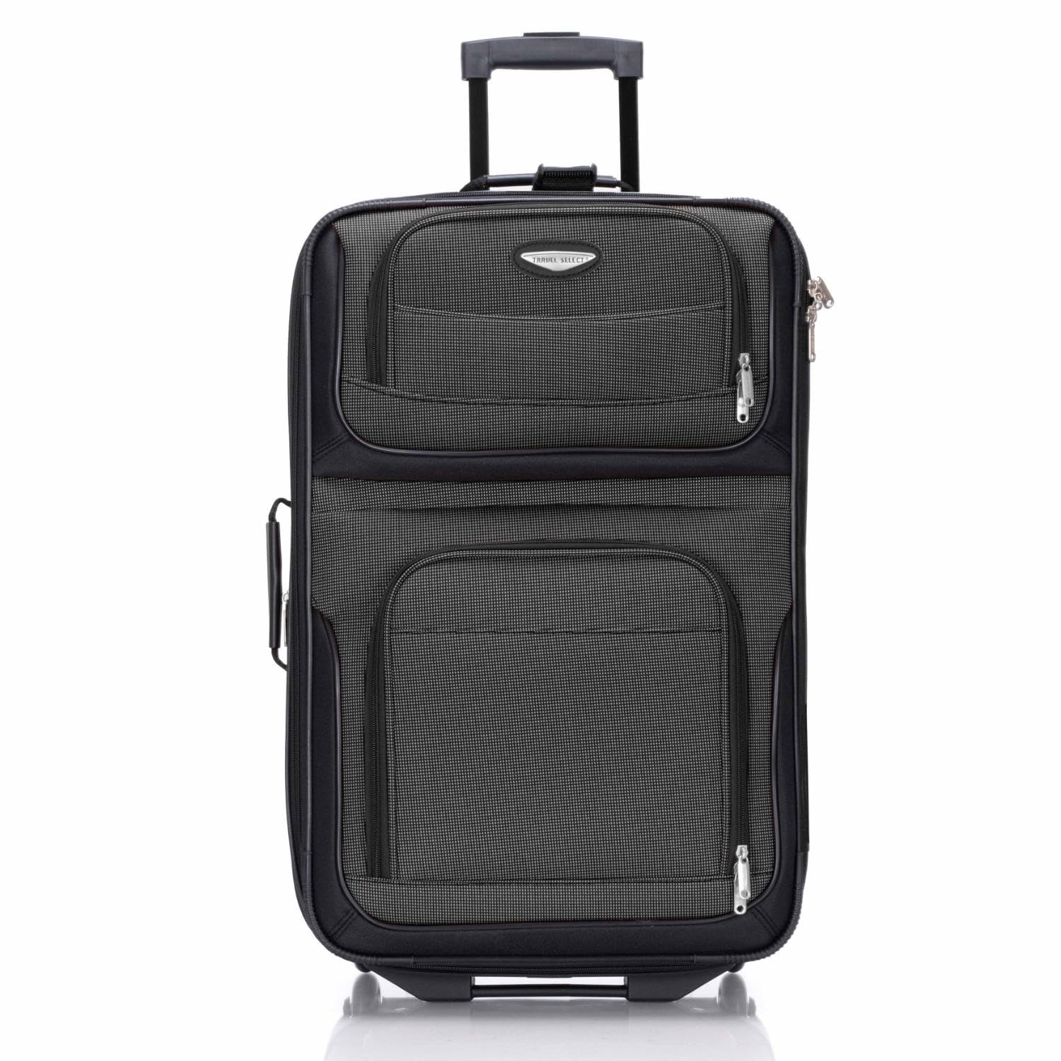 Travel SelectAmsterdam 25-Inch Softside Expandable Rolling Upright Luggage, Lightweight 2-Wheel Suitcase with Push-Button Handle, Gray