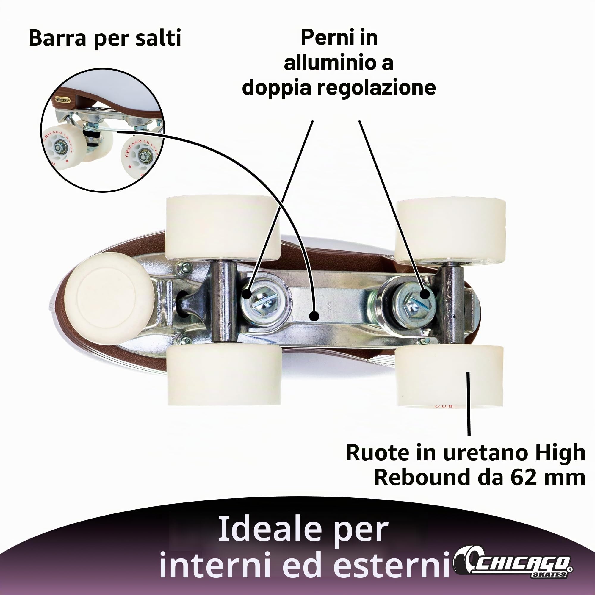CHICAGO Skates Deluxe - Pattini da donna foderati in pelle