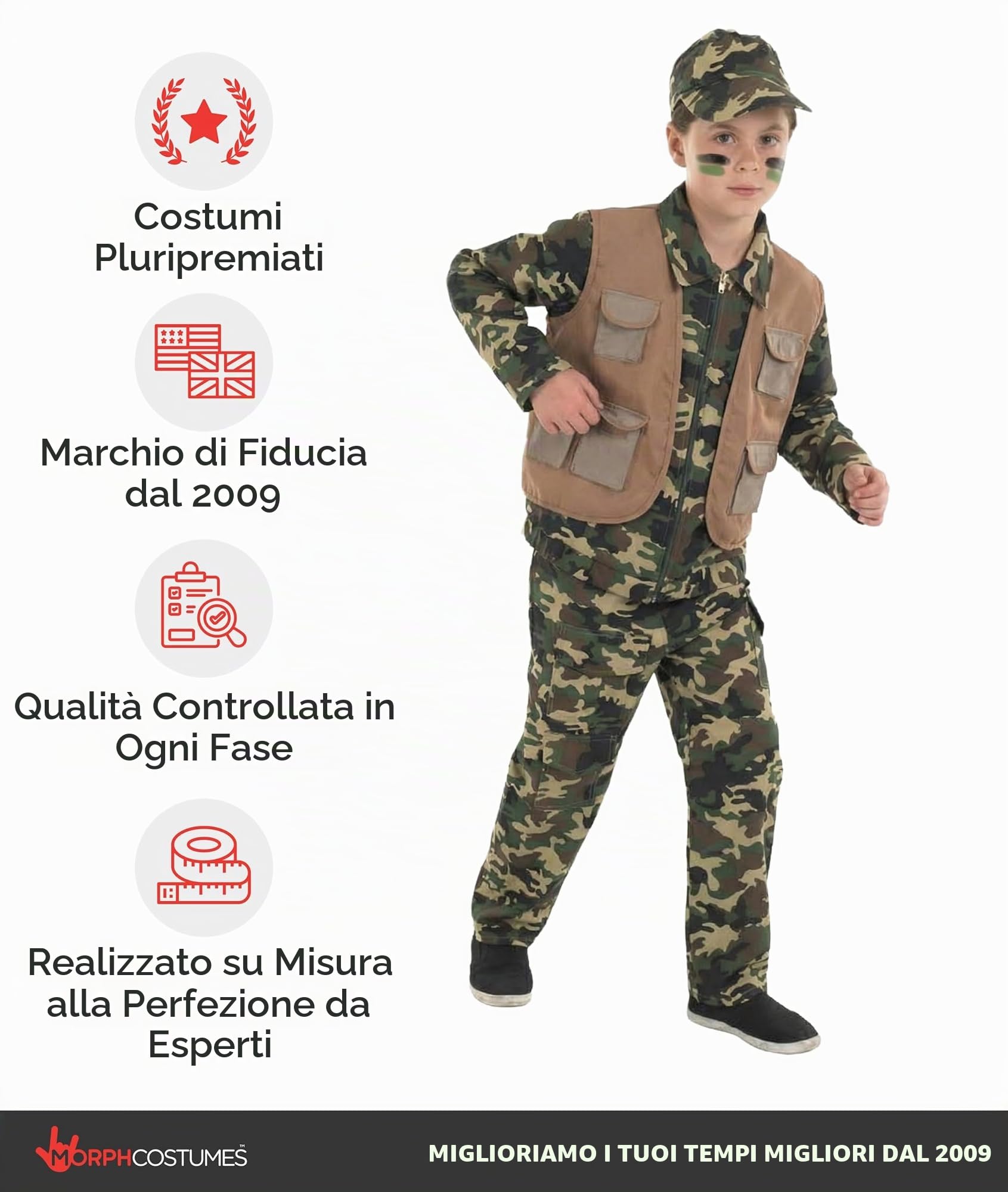 Fun Shack Costume Militare Bambino - Vestito Soldato per Carnevale, Halloween, Compleanni e Party. Abito Divertente e Realistico