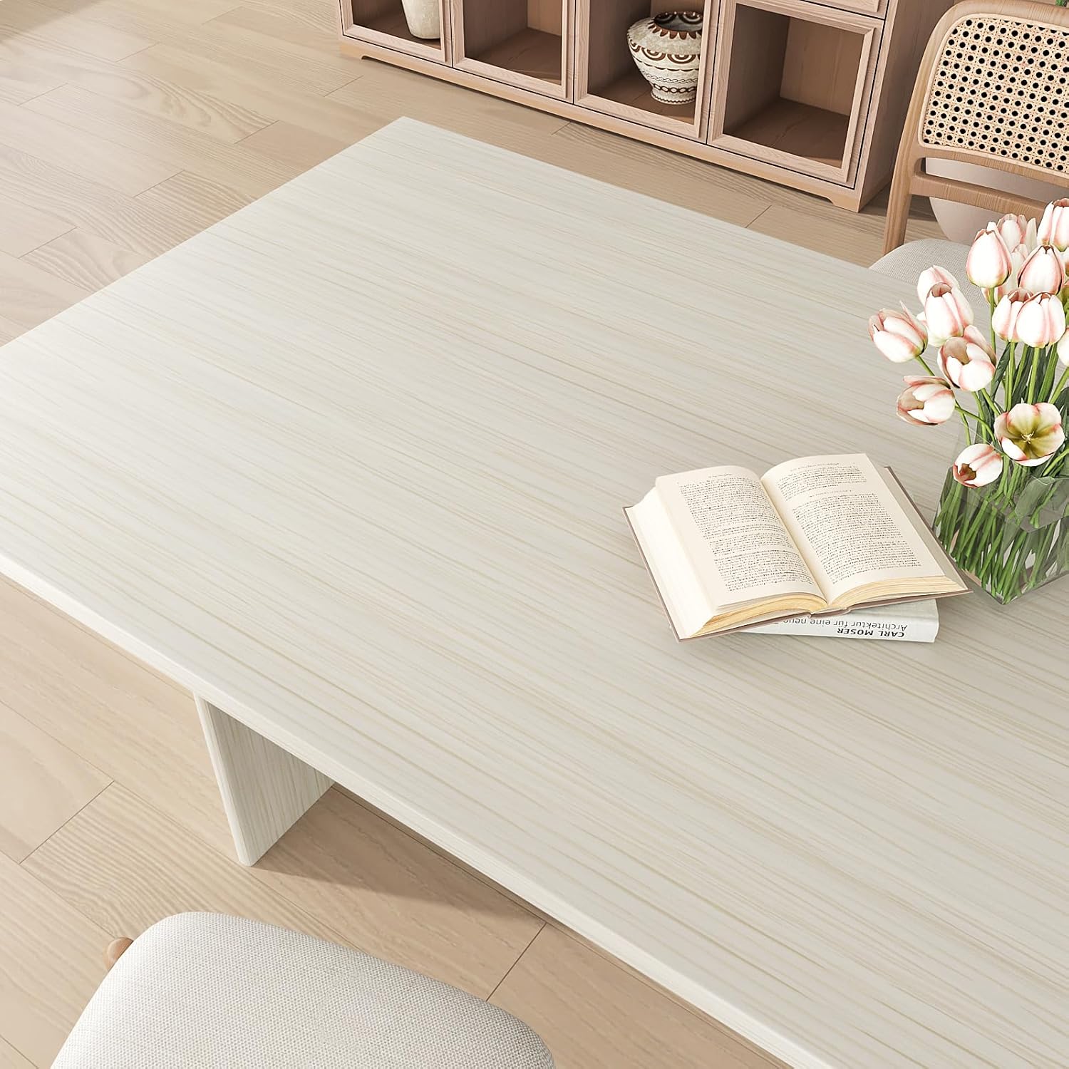 VEELIKE Cream White Wood Contact Paper Peel and Stick Countertops Waterproof Wood Wallpaper 15.7''x354'' Thick Wood Grain Contact Paper for Countertops Cabinets Self Adhesive Removable Wood Vinyl Wrap