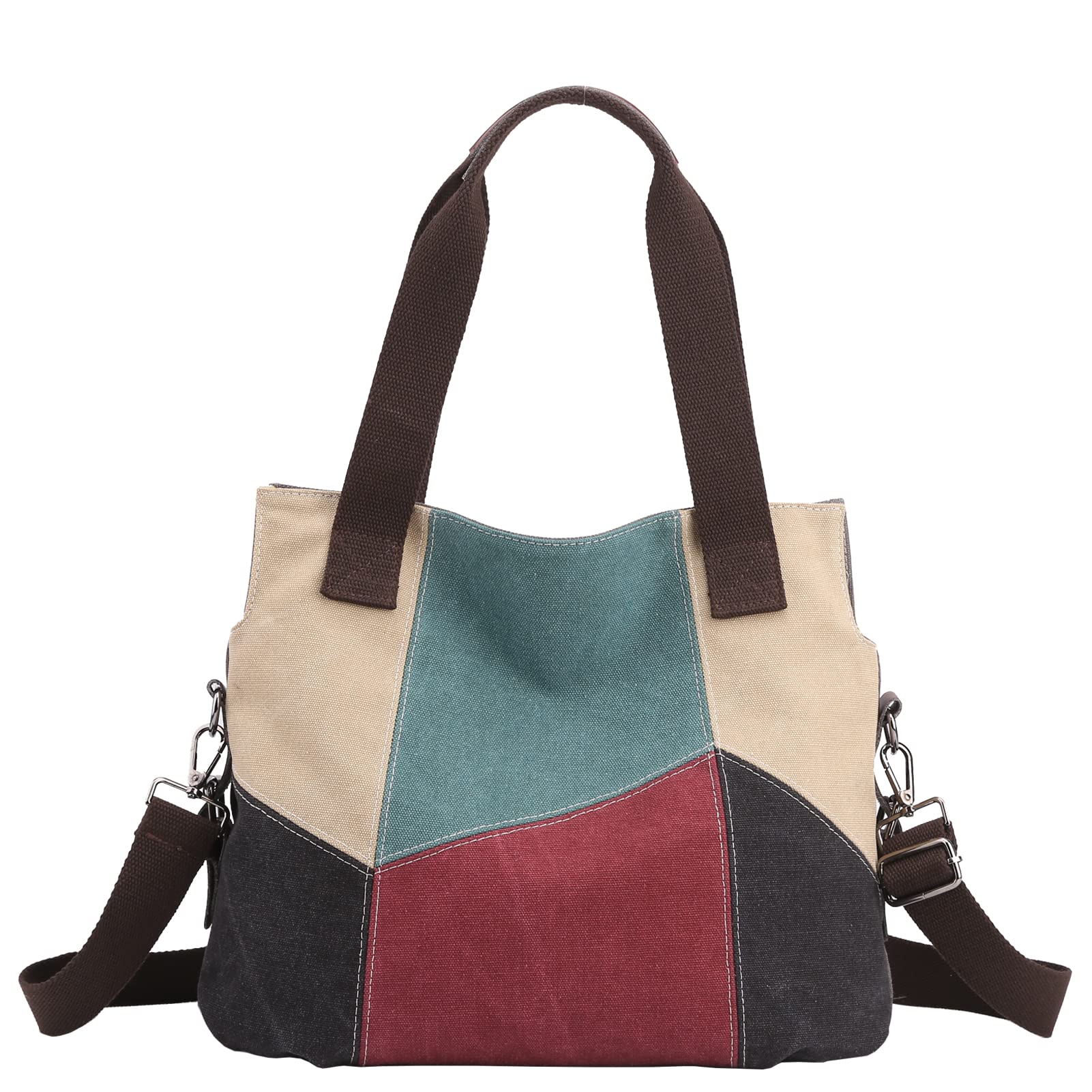 SIVENKE Bolso de Lona para Mujer, Bandolera de Hombro, Tote Shopper, para Señoras, Rojo