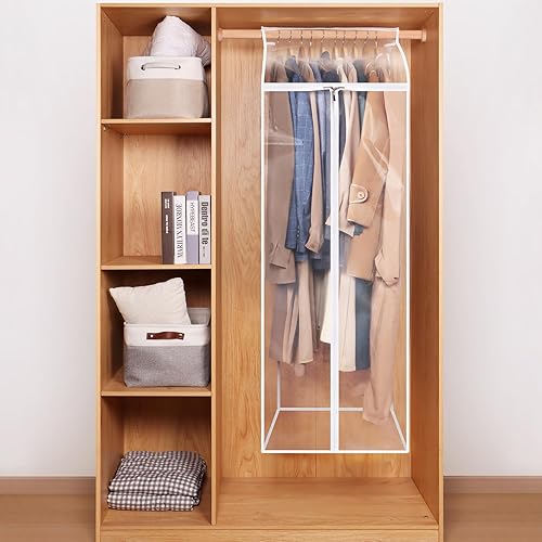 Vista 41 de Zilink Bolsas de ropa colgantes de 60 pulgadas para almacenamiento de armario, grandes ventanas transparentes para colgar ropa, estante de ropa