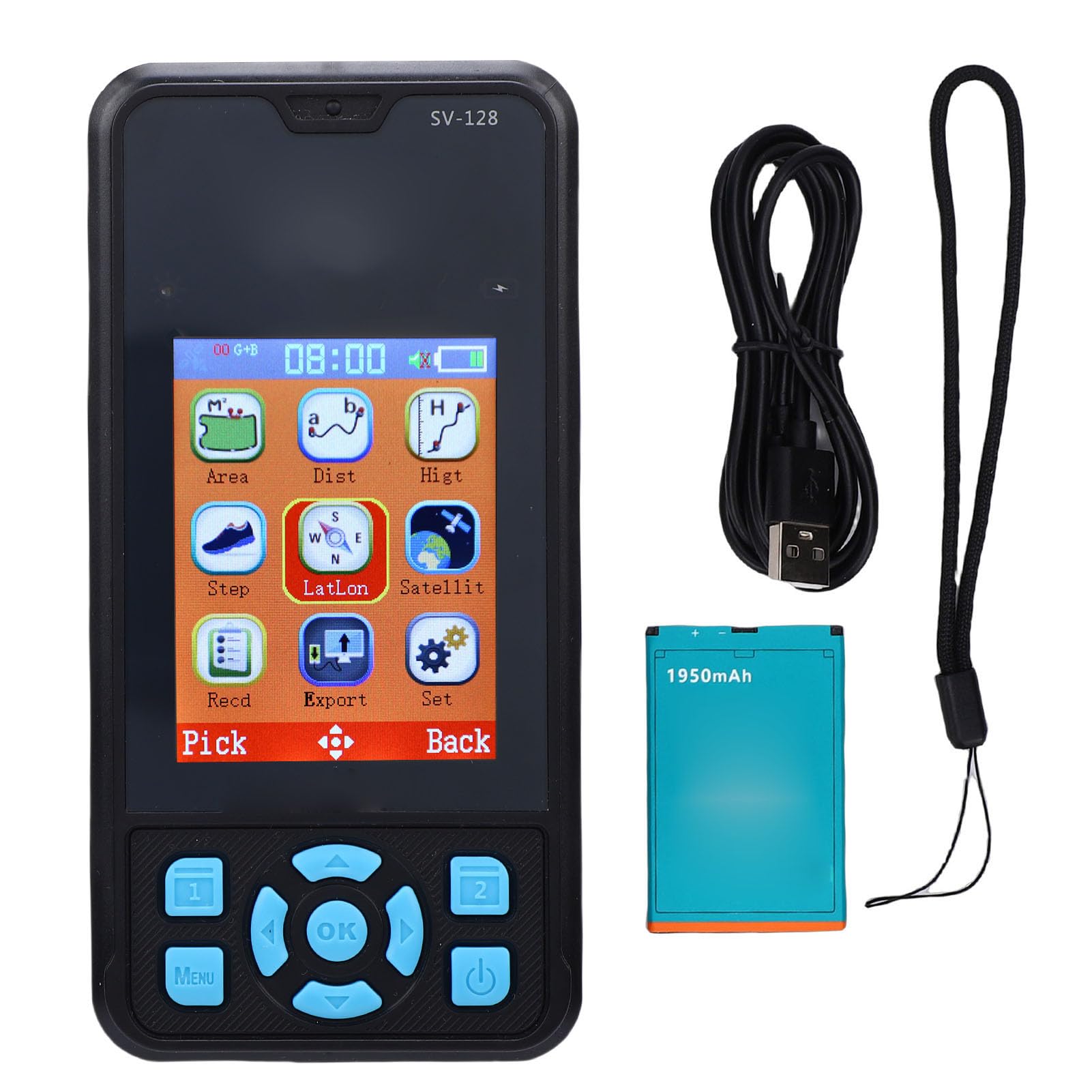 Compteur GPS Portatif, équipement D'arpentage Portable Multifonctionnel avec écran LCD de 2,4 Pouces et Batterie Haute capacité, pour la Mesure de Distance de Zone et