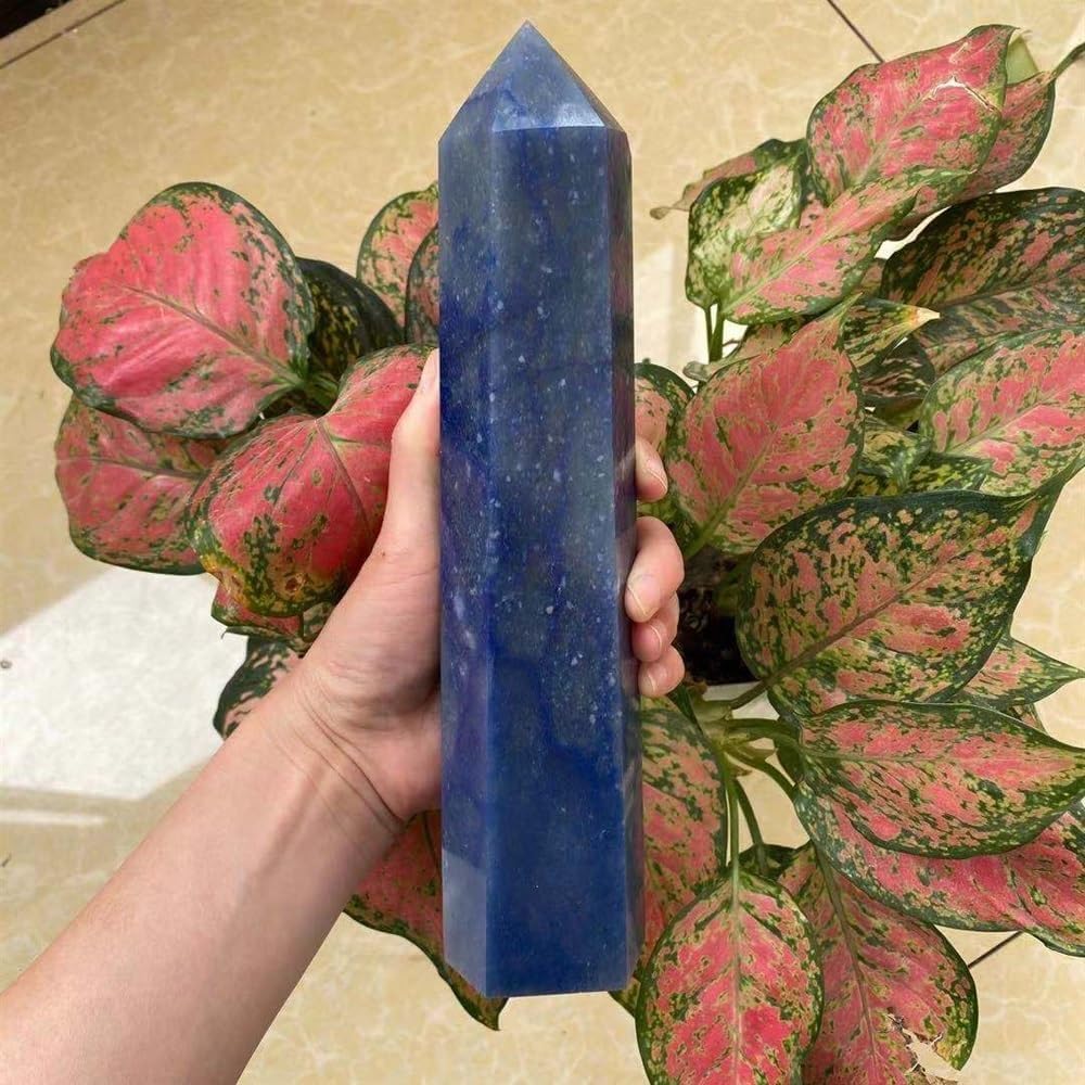 GEBSKI Natural Blue Urine Quartz Crystal Obelisk Points to Room Decoration Home Decoration (Size : 800-850g)