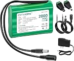 CITYORK 12V Batterie au lithium 2800mAh avec chargeur, 5521 Connecteur mâle, 12V Batterie rechargeable pour DIY Projets, LED Bande de lumière, haut-parleur, RC Voiture, CCTV Caméra, Pianos électriques, Panneau solaire, etc