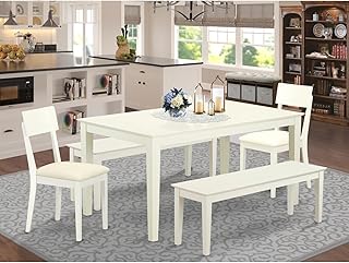 Baroque Dining Set - 5 Piece Table & Chairs - Linen White - Elegant Dining Room Furniture
