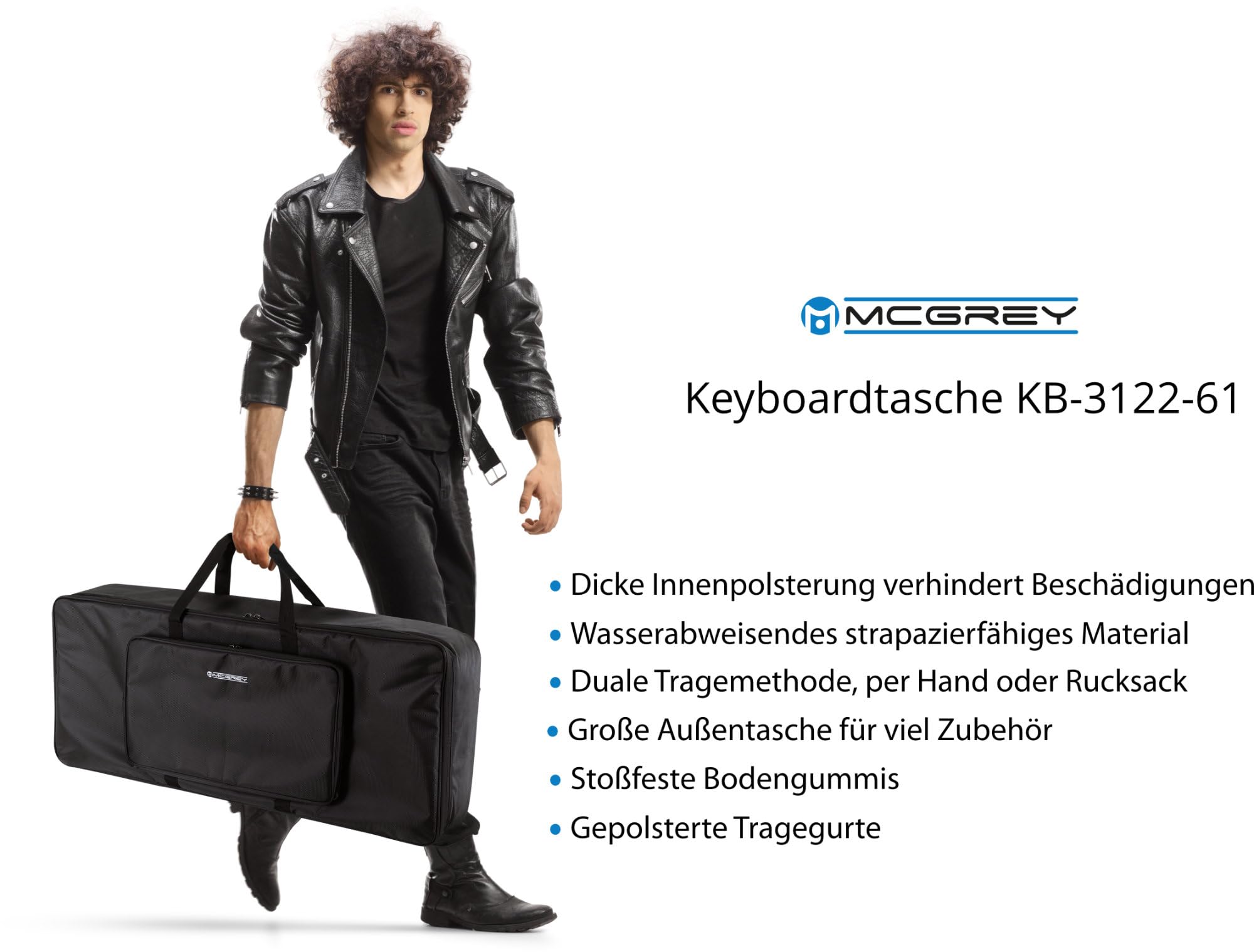 McGrey KB-3122-61 Keyboardtasche - Gigbag für Keyboard mit 49/61 Tasten - Leicht, komfortabel & robust