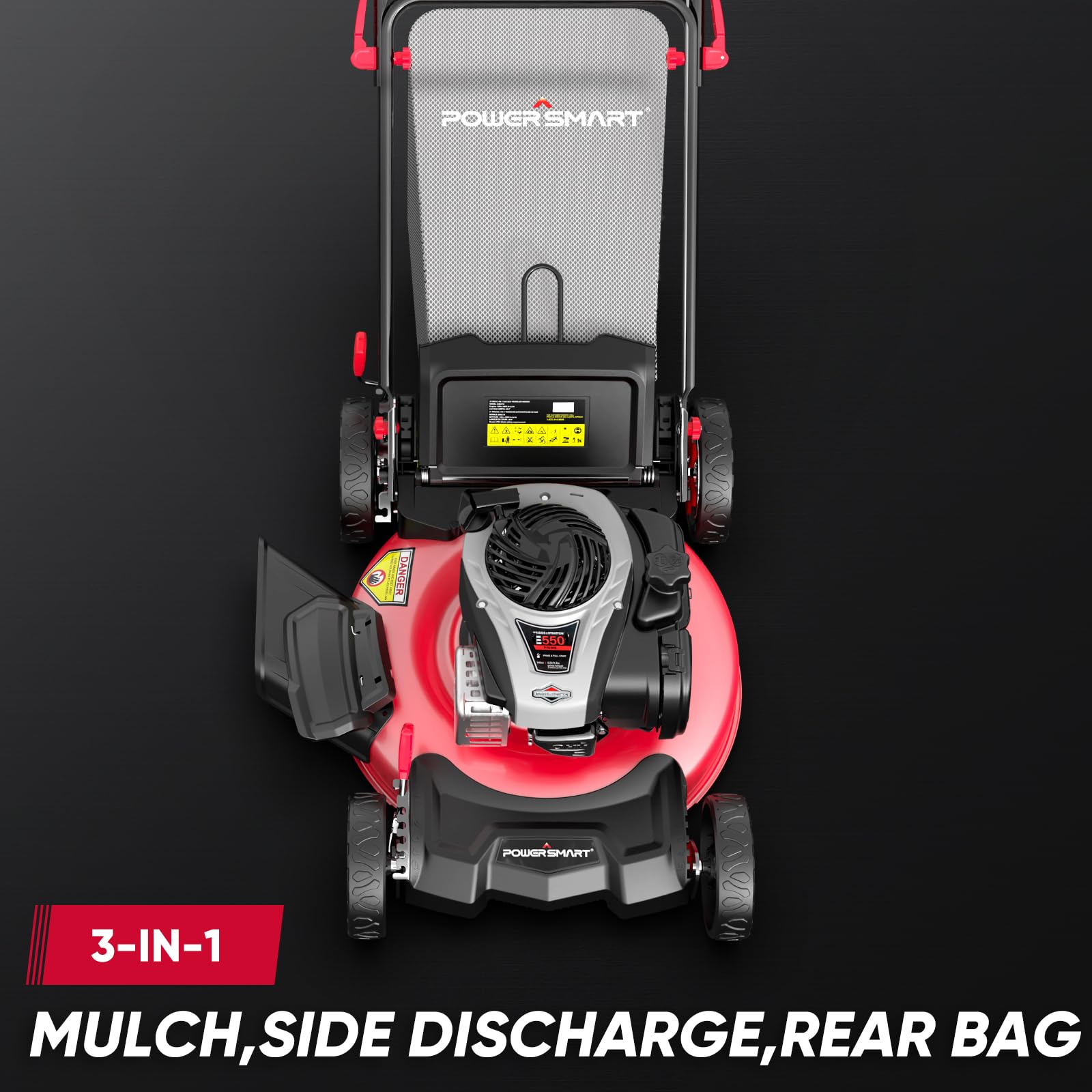 PowerSmart 22 Gas Lawn Mower Self-Propelled, 170cc Engine, Mulching & Bagging