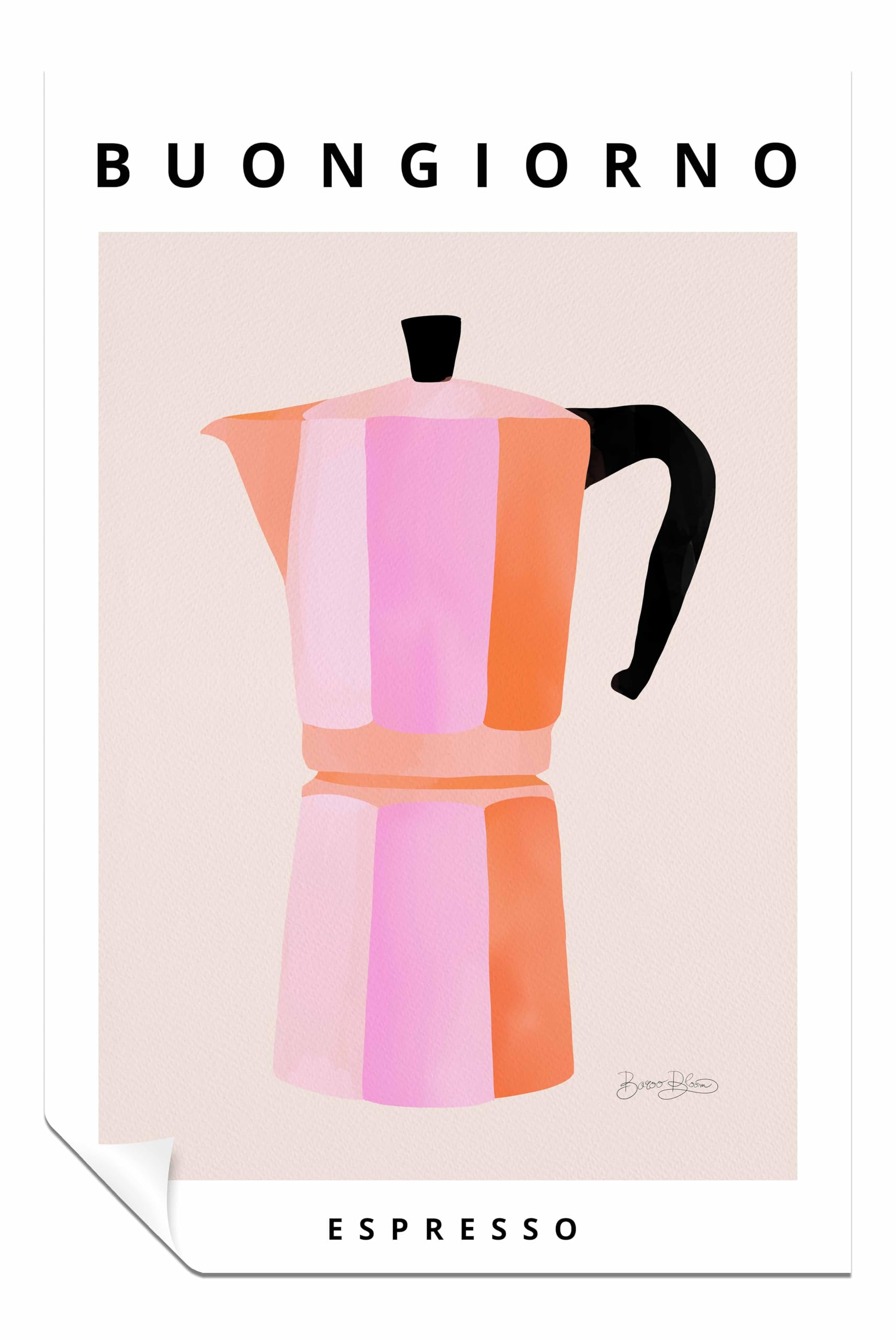 Panther Print Buongiorno Espresso Unframed Poster, Pictures for Home Walls, Bedroom, Living Room & Bathroom Decor 61x41cm (24x16in)