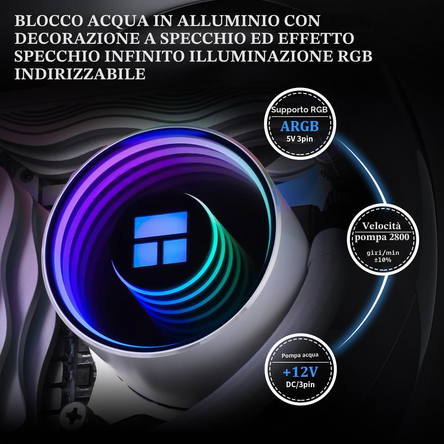 Thermalright Frozen Notte 120 ARGB White Liquid CPU Cooler 120 mm PWM Ventola con velocità ARGB-Up 2000RPM, per AMD/AM4/AM5, Intel LGA1150/1151/1200/1700/1851, bianco