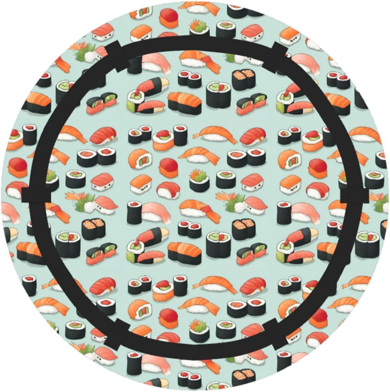 Foldable Delicious Sushi Print 2-in-1 Portable Picnic Blanket Tote Bag Outdoor Camping Beach Park Mat