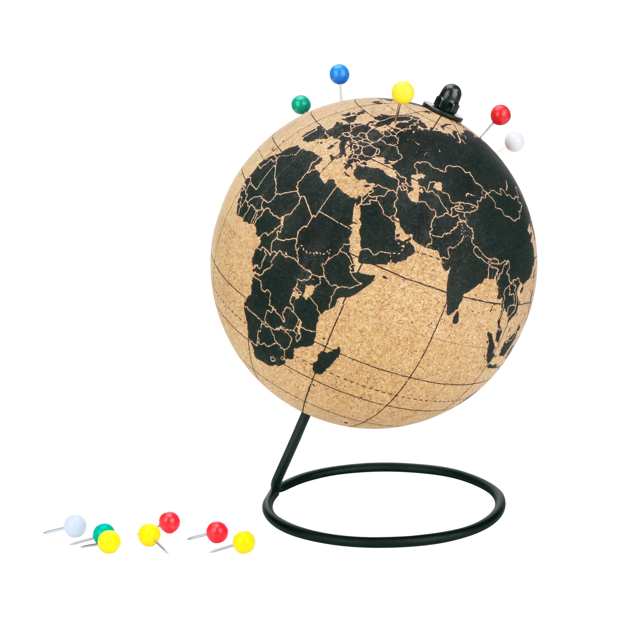 Exerz 14 cm naturalny korek globus 12 wsuwek w zestawie – mapa znacznika podróżnego świata edukacyjnego. Przygody z przygód i znaków, zapamiętywane miejsca, plany na przyszłe wakacje. Wyświetlacz na biurko