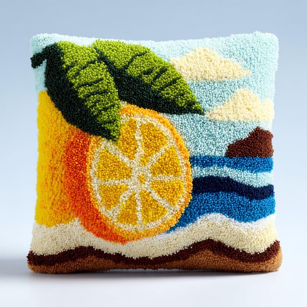 Wallustrioaw Latch Hook Cushions-F Latch Hook Kit Cushion Latch Hook Kits,Ocean And Lemon