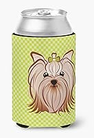 Vista 500 de Caroline's Treasures BB1293LITERK Tablero de ajedrez verde lima Weimaraner Botella de vino Hugger Funda Enfriadora Abrazador Lavable a Máquina