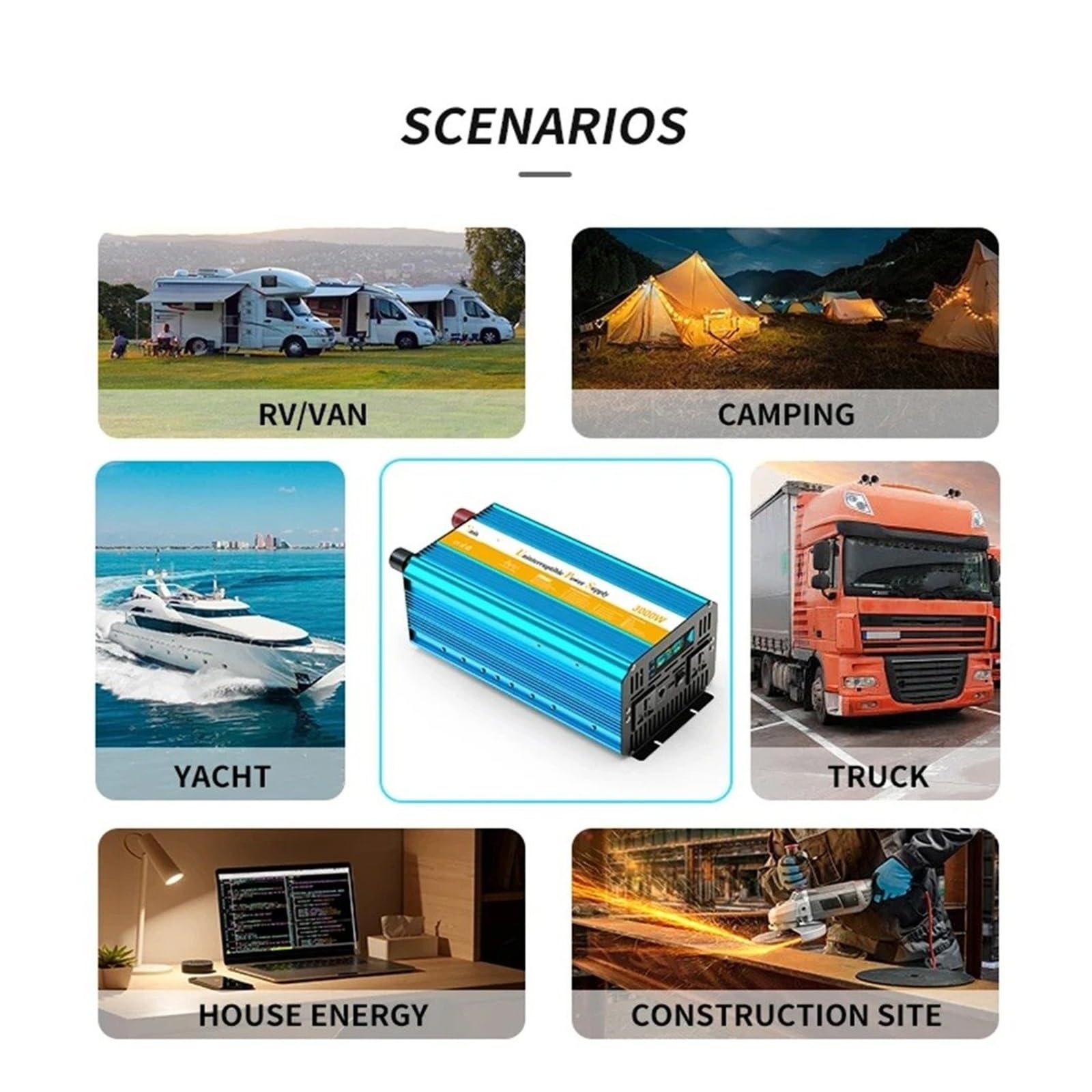 Convertidor Adaptador 24V DC 12V AC 220V 3000W 4000W 6000W 8000W UPS Inversor Energía Coche Batería Respaldo Transformador Onda Sinusoidal para Pura inversor