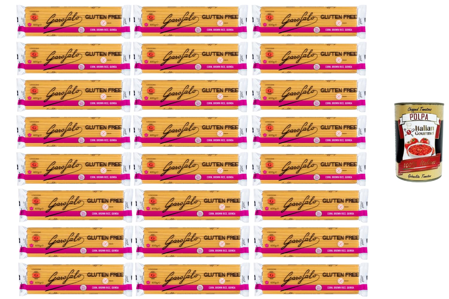 Italian Gourmet Glutenfreie Linguine Pasta 24x 400g – Mais, Vollkornreis & Quinoa Nudeln, Full Taste, al dente, ideal für Familien & Vorrat, italienischer Genuss + Italian Gourmet Polpa