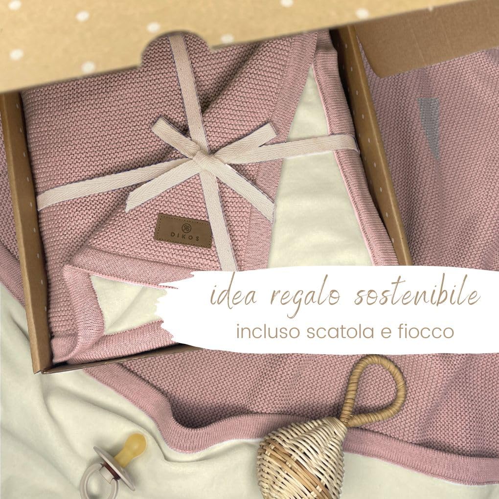 DIKOS® Calda coperta invernale per neonati grigia, in cotone e velluto, Oeko-TEX, coperta per carrozzina con bordo, per neonati, ideale come regalo di nascita