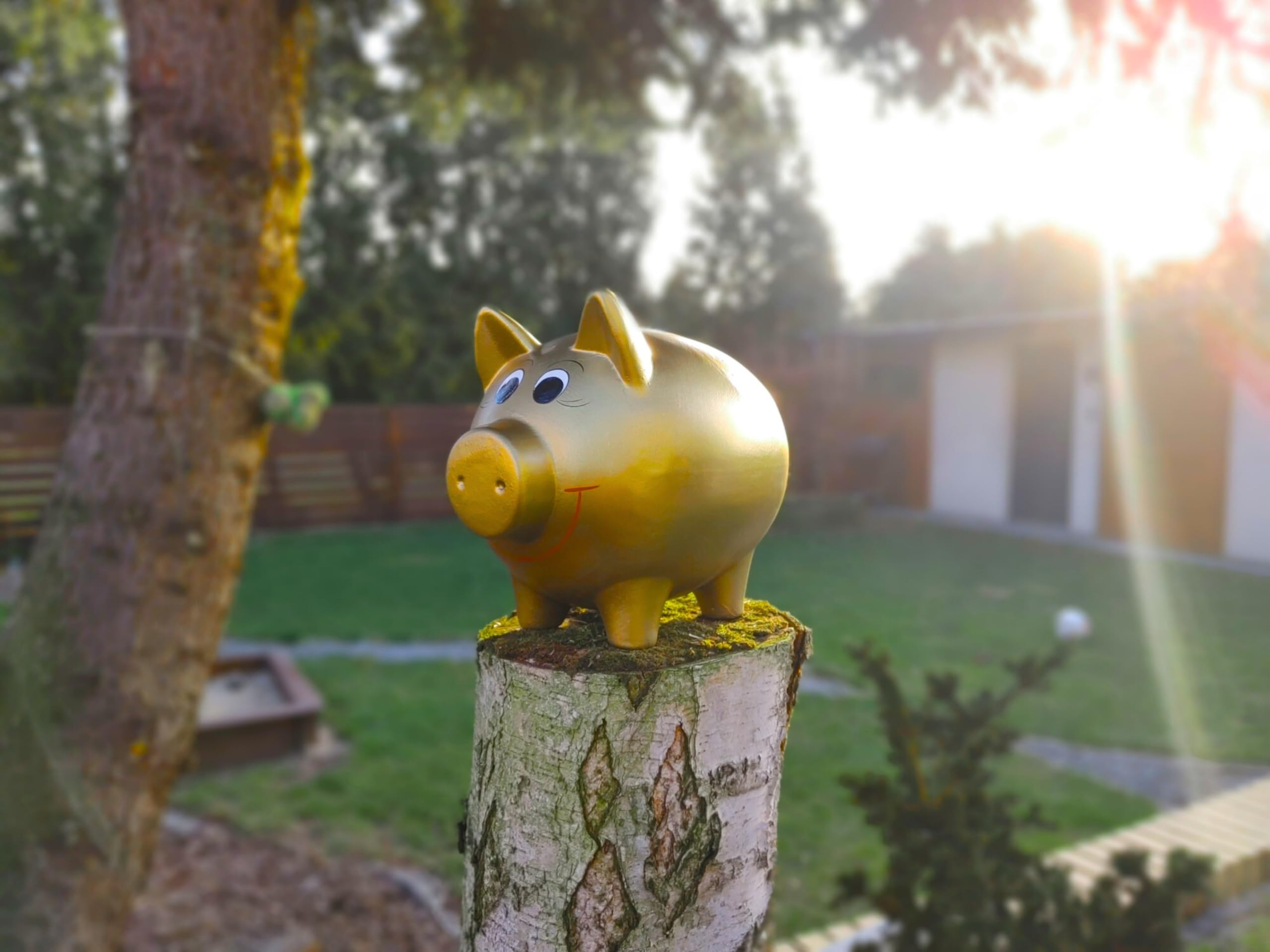XXL Keramik Sparschwein handbemalt Gold – große Spardose ohne Öffnung zum Zerbrechen – originelle Geldgeschenk Idee für Erwachsene & Kinder, Hochzeit, Geburtstag, Kommunion, Konfirmation, Sparbüchse