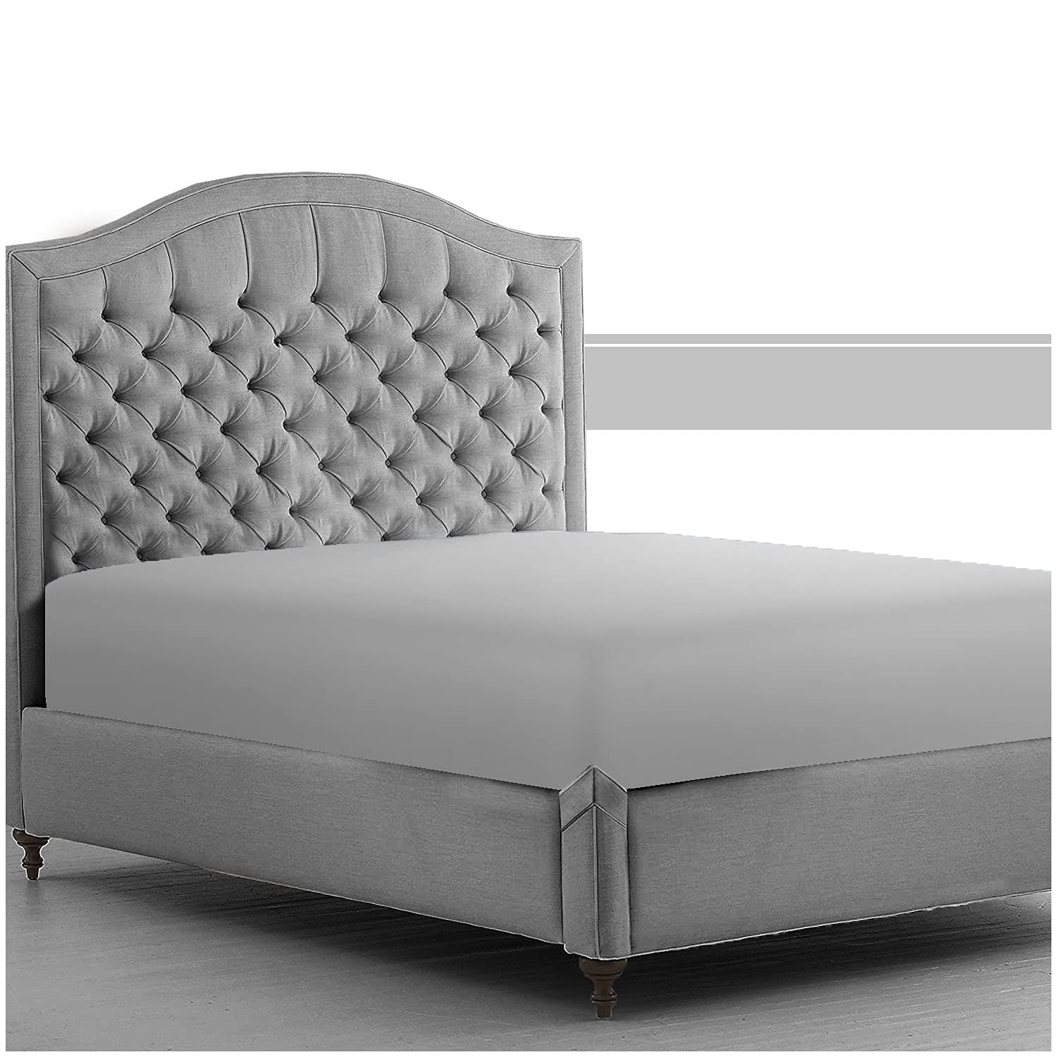 Super Soft Percale Sheets, Easy Care Plain Bedding Bedsheet, Polycotton Double Fitted Sheet Deep, Silver