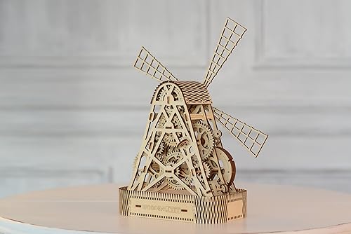 Miniatura 5 de WOODEN.CITY Mill - Rompecabezas de madera 3D para adultos, construye tu propio molino con motor de banda de goma, modelo de autoensamblaje, regalo