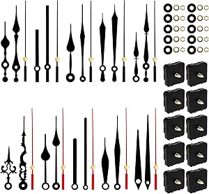Supkiir 10 Sets Silent Clock Movement Kit, Quartz Clock Mechanism Kit with Different Clock Hands for Wall Clocks, DIY Repair &amp; Replacement Parts