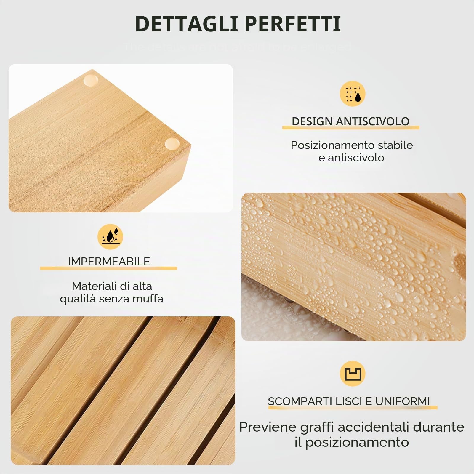 2 Pezzi Porta Coltelli da Cassetto, Bambù Portacoltelli da Cassetto Ceppo Coltelli da Bistecca, Portacoltelli Piccolo Adatto per L'organizer del Cassetto della Cucina