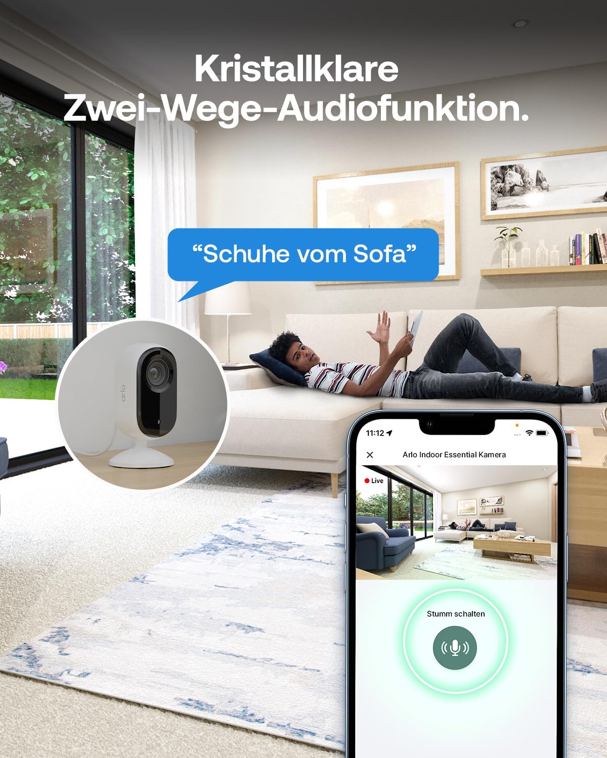 Arlo Indoor 3 HD Überwachungskamera Innen, 2er Set, HD Video, 2-Wege-Audio, Bewegungsmelder, Kabelgebunden, Babyphone, Haustierkamera, Hausüberwachung, mit Secure Plan Testzeitraum, Weiß