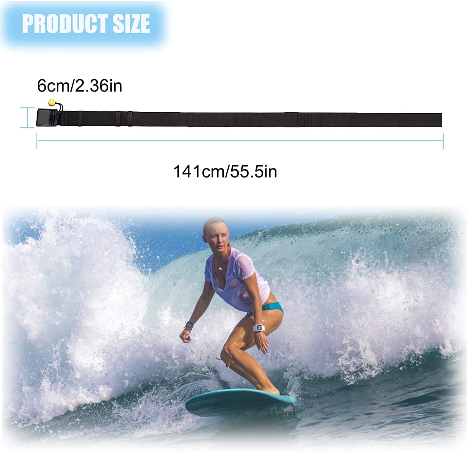 Poweka Cinturino in Vita SUP per Paddleboard Stand Up, Cinturino in Vita Regolabile a Sgancio Rapido per Surf Sport Acquatici