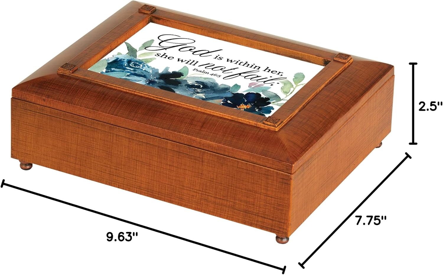 Cottage Garden She Will Not Fail Woodgrain Finish Jewelry Box image 2