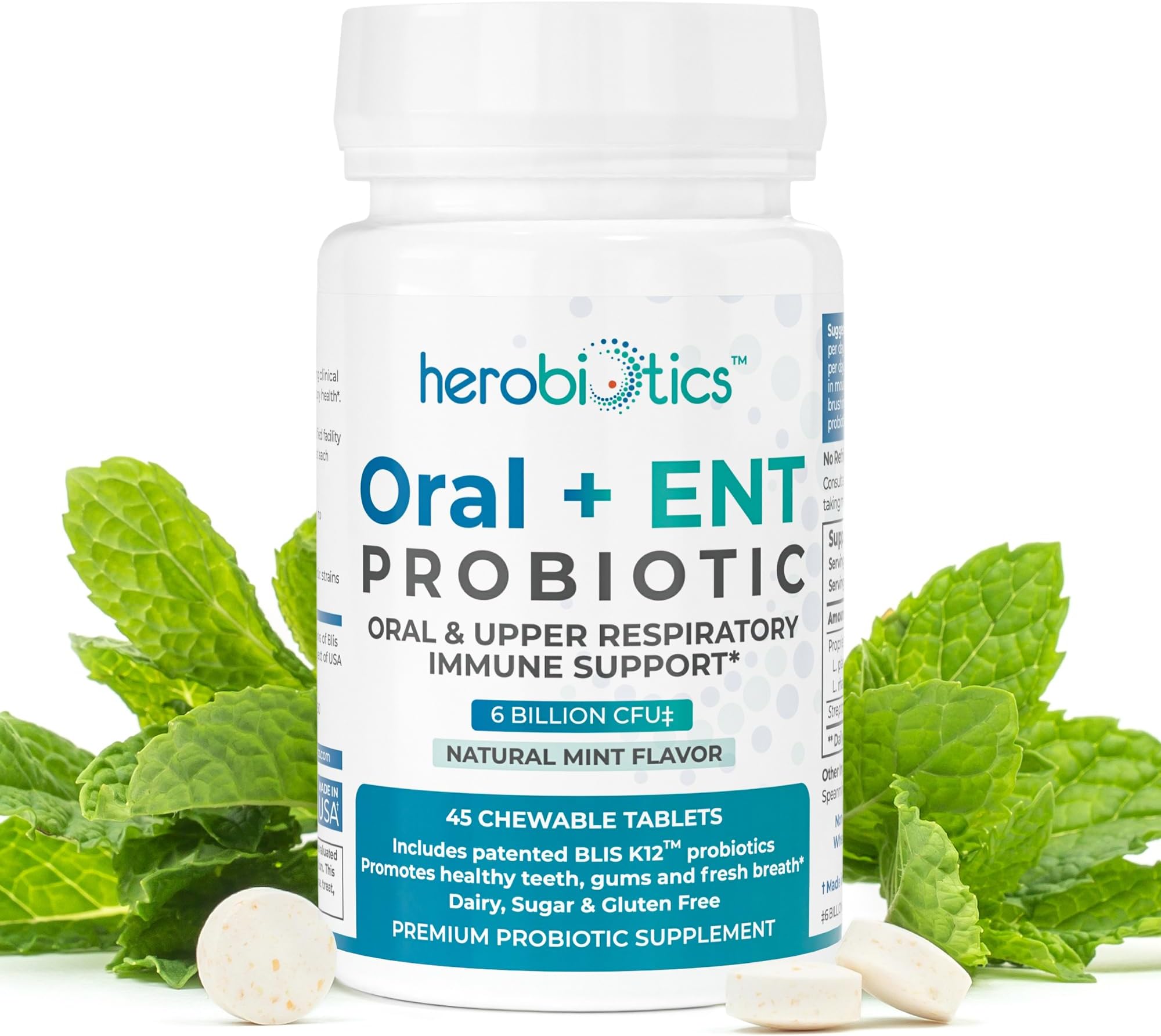 Dental - 6 Billion CFU Treatment for Bad Breath, Gum Disease, Gingivitis, Strep Throat, Tonsil Stones - Lactobacillus Reuteri, BLIS K12 and Oral