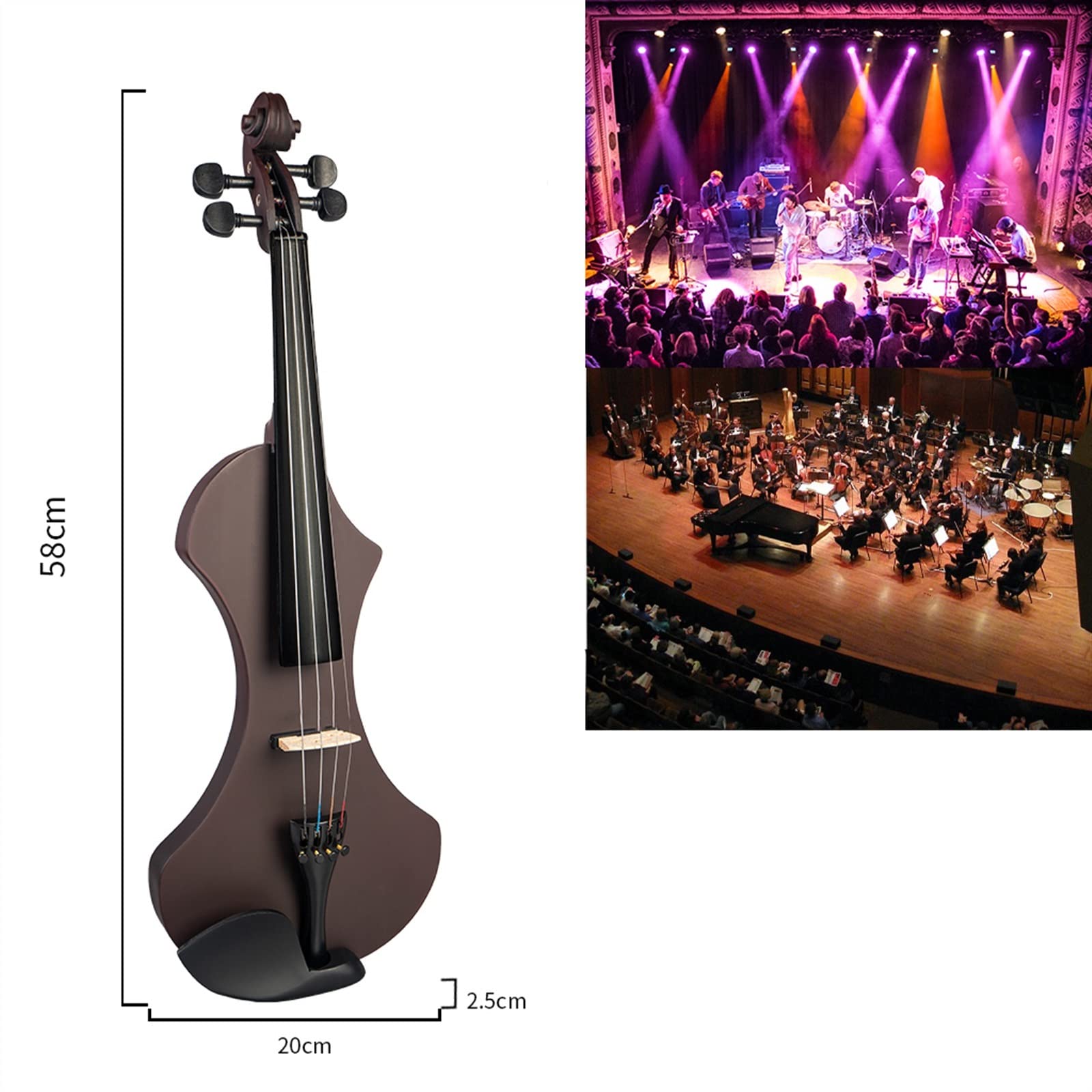 Violini per Studenti Rosso Scuro 4/4 Violino Arco Strumento A Corde Violino Elettrico Kit Violino Elettronico A 4 Corde Professionale Violino