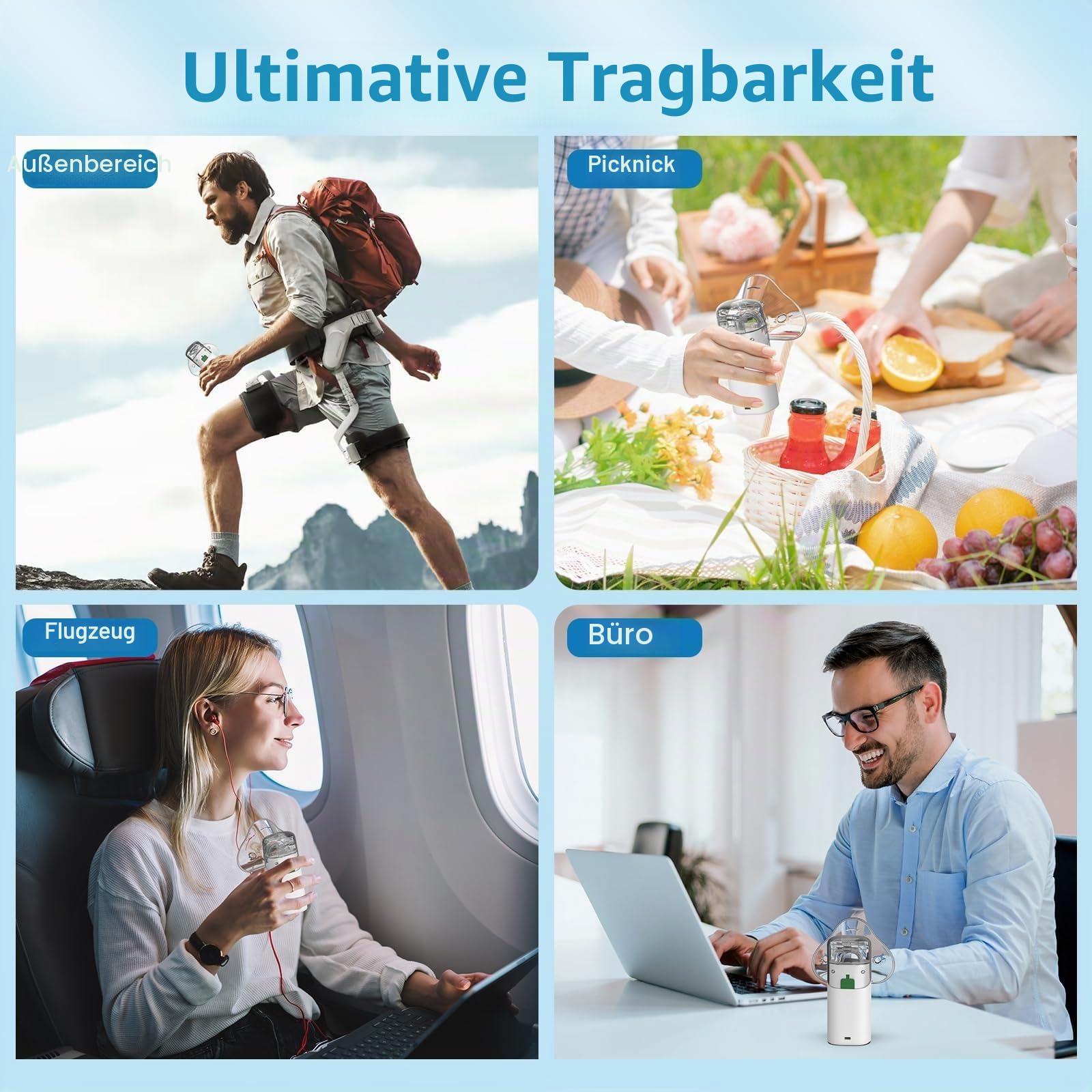 Vorteilhafter Inhalator für Haushalte: Leise und selbstreinigende Verneblertherapie mit regulierbarer Partikelgröße, portabel & akkubetrieben