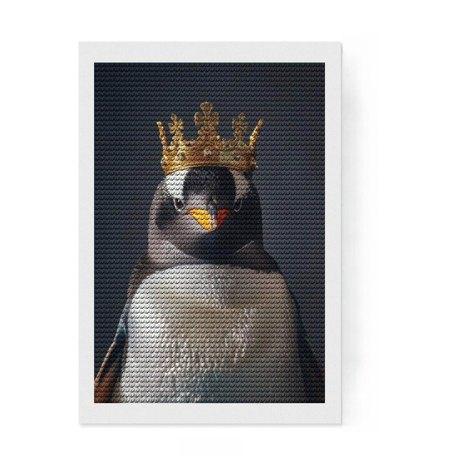 Junmoney Penguin King Diamond Painting Set 8"x12", Stress Relief Craft, Satisfying Creative Project, Modern Decor, Holiday Gift Idea