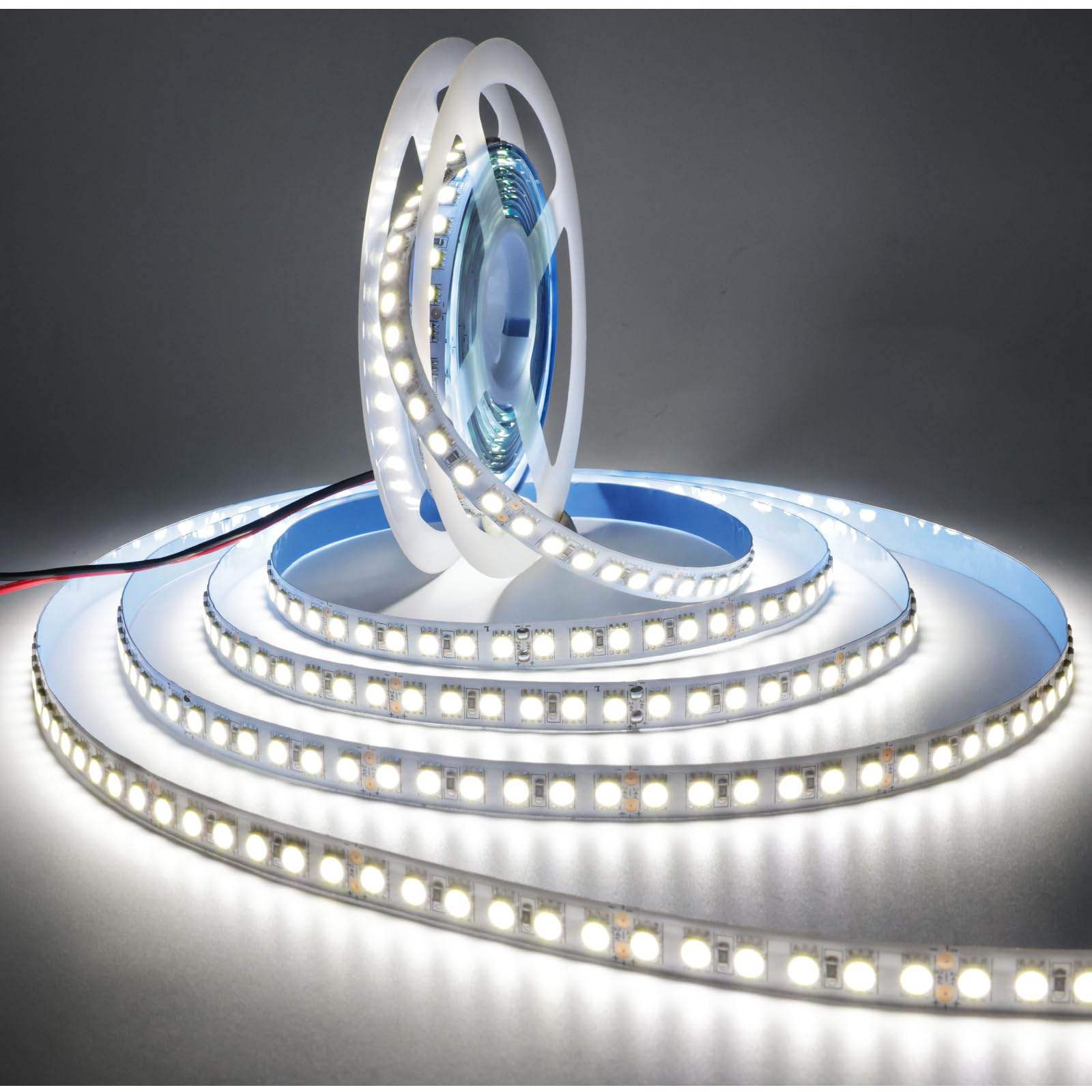 Tesfish 24V LED Strip Light, White 6000K 16.4ft 10000 LM Super Bright SMD 5050 IP20 Total 600 LEDs, LED Rope Light Strip for Bedroom, Kitchen,