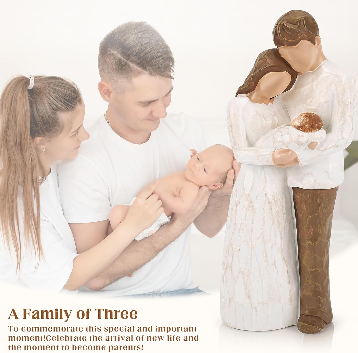 New Parents Gifts for Couples,New Mom Gifts for Women,A Family of Three Figurines Hand-Painted,Gift for First Time Mom and Dad,Parents and Baby Figurines,Moms Gift for Mother's Day