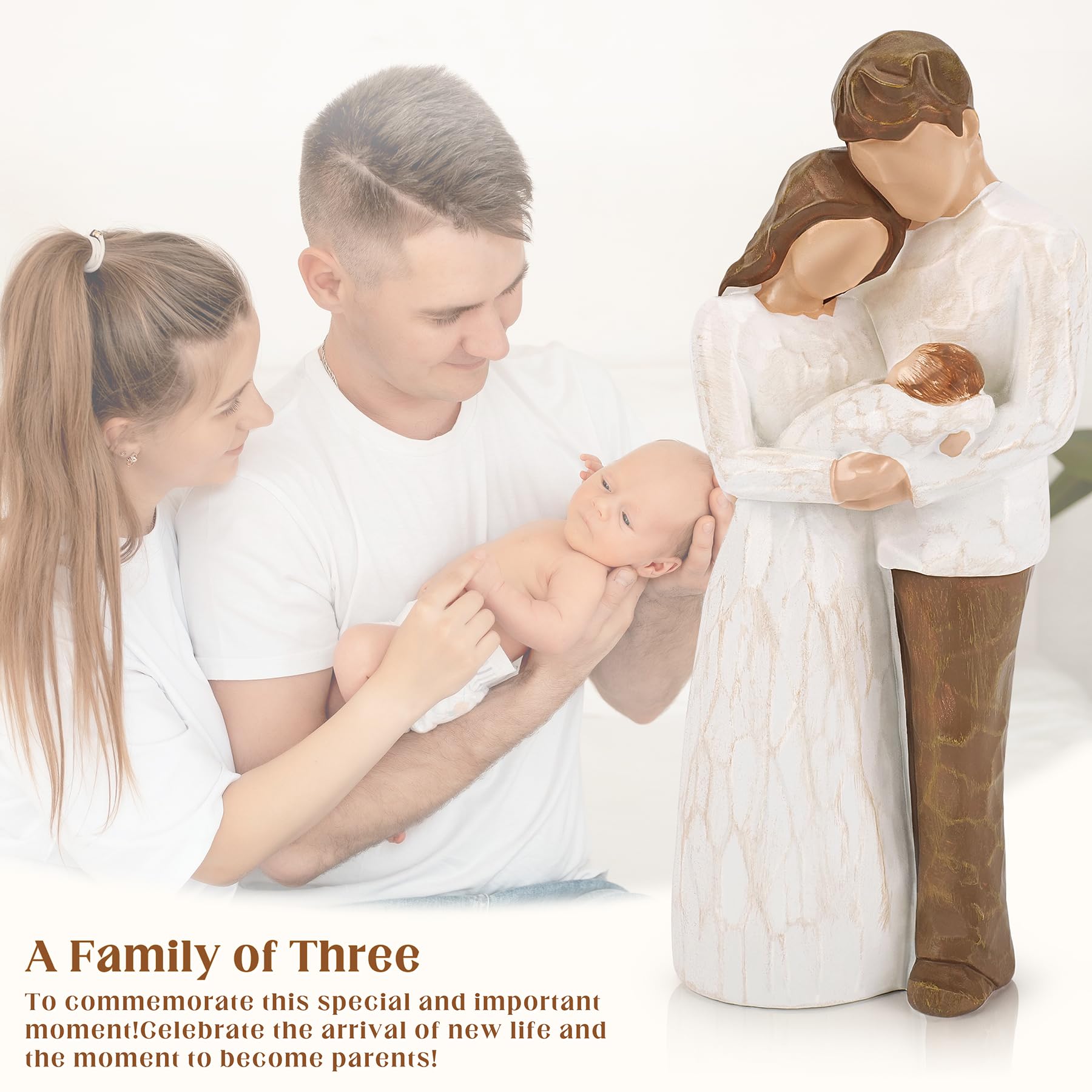 New Parents Gifts for Couples,New Mom Gifts for Women,A Family of Three Figurines Hand-Painted,Gift for First Time Mom and Dad,Parents and Baby Figurines,Moms Gift for Mother's Day