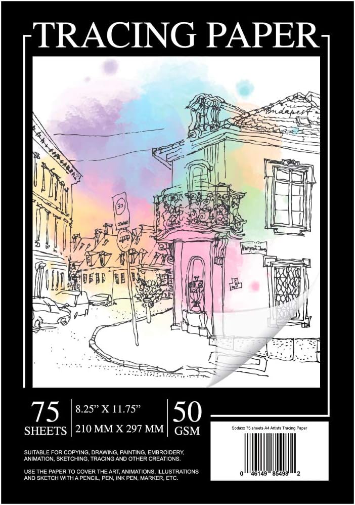 Sodaxx A4 Artists Tracing Paper 75 Sheets Translucent Vellum Paper