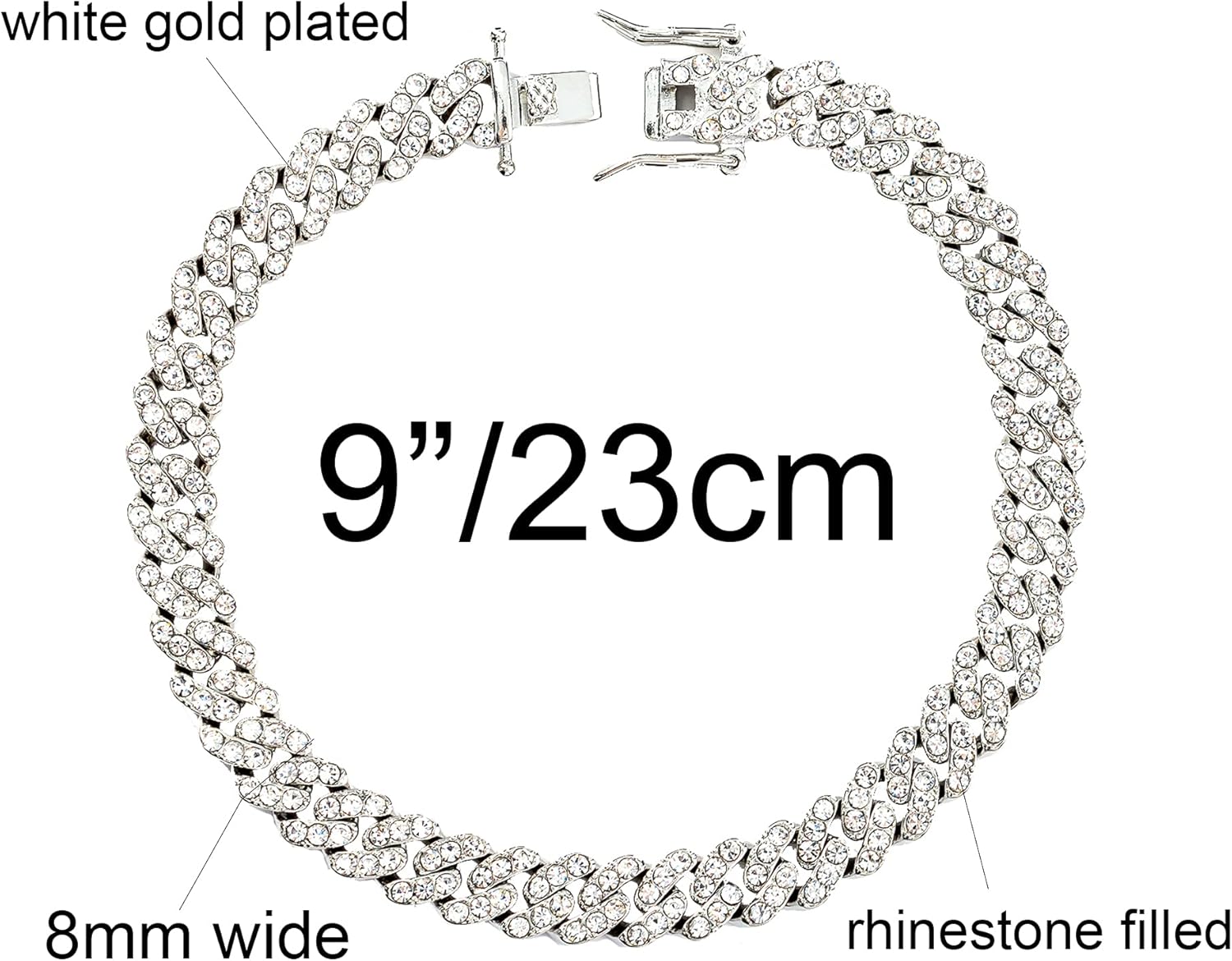 kelistom Cuban Link Anklet Bracelet for Women Men Hip-hop 18K Gold/White Gold Plated Iced Out Rhinestones Filled Chain Ankle Bracelets, 9" 10" 11" - Image 2